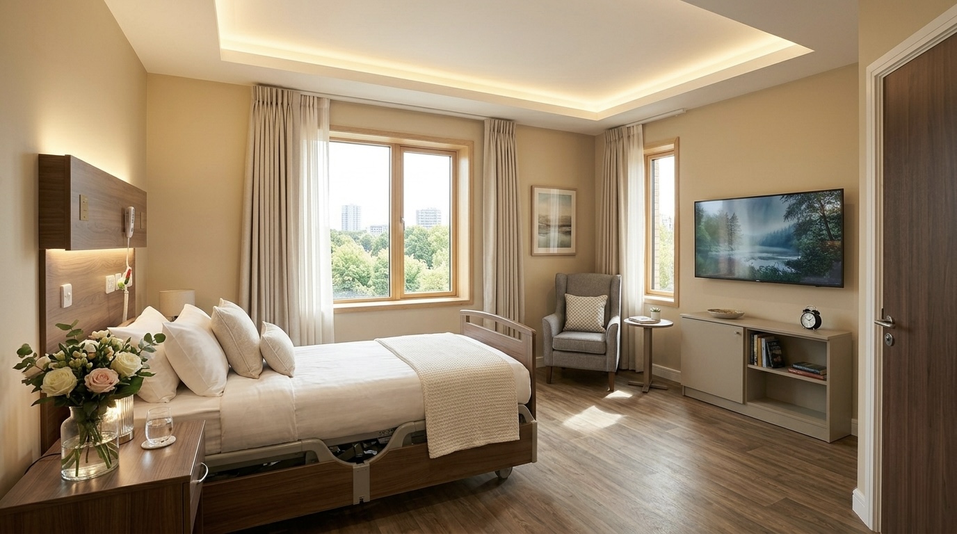 Private recovery room for medical travel patients — comfortable and well-equipped